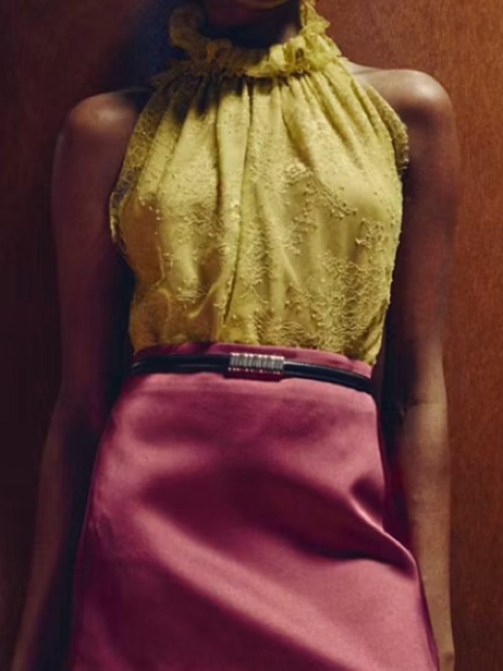 Mango Olive Green Lace Ruffled Neck Camisole LACE TOP WITH RUFF COLLAR 9104 - Picture 5 of 5